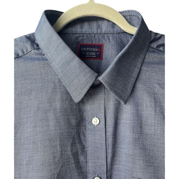 UNTUCKit Wrinkle Free Pio Cesare Shirt Mens Size XXL Blue Cotton‎ Essential - Picture 5 of 12